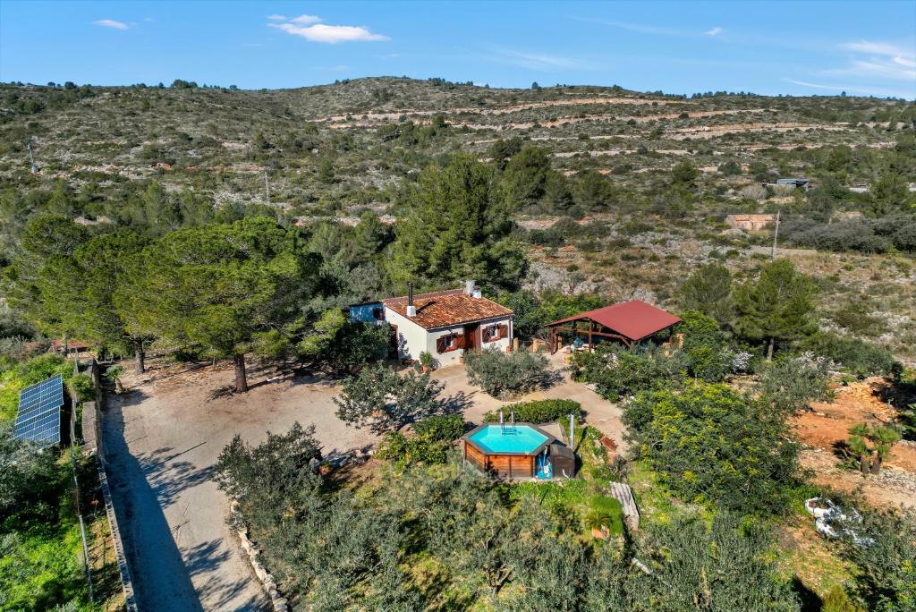 Aerial view of the house and surroundings
