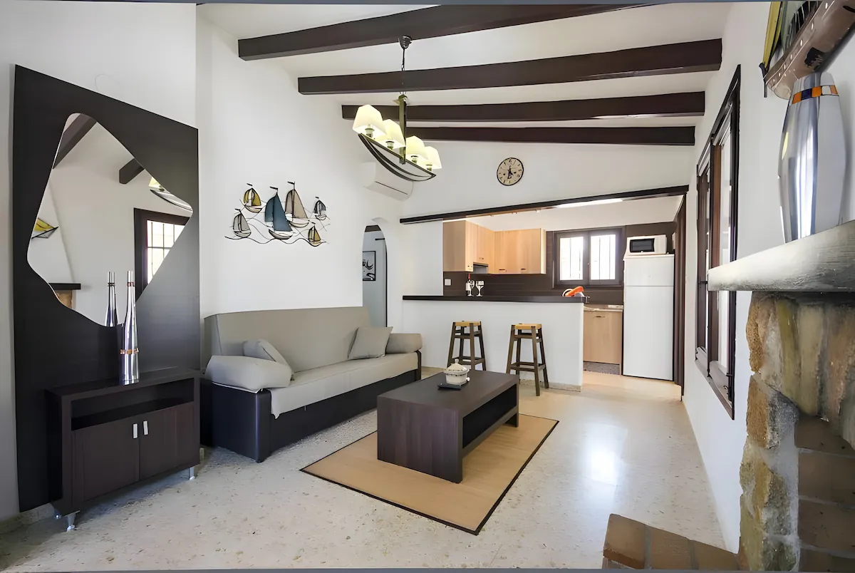 View of the living room and villa entrance