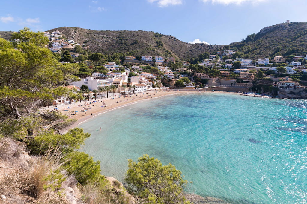 Aerial view of Moraira's coastal surroundings (El Portet beach)
